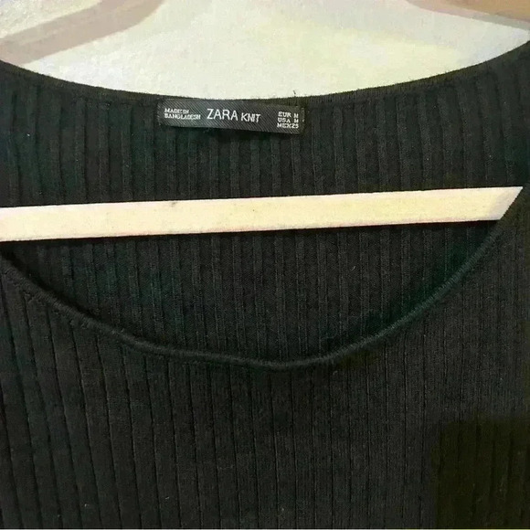 Zara Black Bodycon Knit Long Sleeve Sweater Midi Dress Women’s Size Medium - Picture 3 of 7